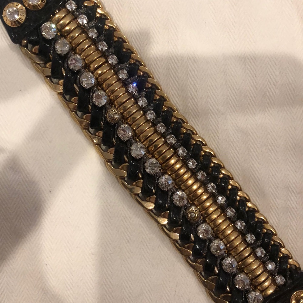 Henri Bendel Rhinestone & Leather Bracelet